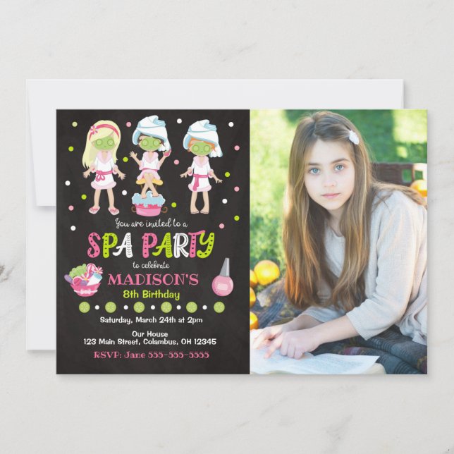 Spa Party Photo Birthday Invitation (Front)