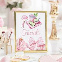Spa Party Pink Birthday Facial Table Sign