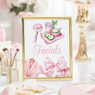 Spa Party Pink Birthday Facial Table Sign