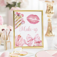 Spa Party Pink Birthday Make-up Sign