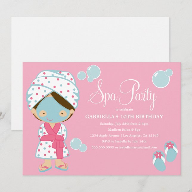 Spa Party | Pink Party Invite (Front/Back)