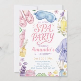  Spa party Spa Birthday  Invitation