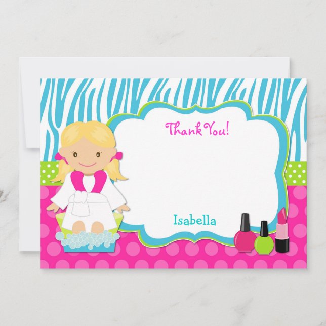 Spa Party Thank you note cards (Front)