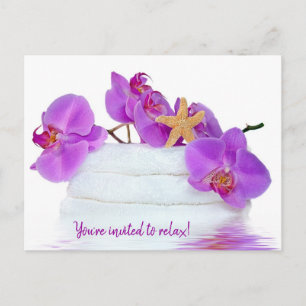 Spa Party with Orchids Invitation Postcard