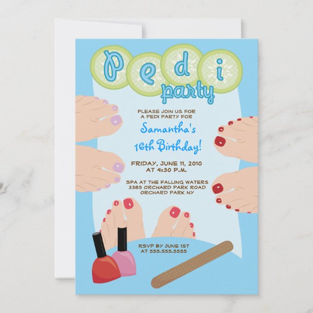 SPA PEDICURE Pedi Party Invitation 5x7 (Front)