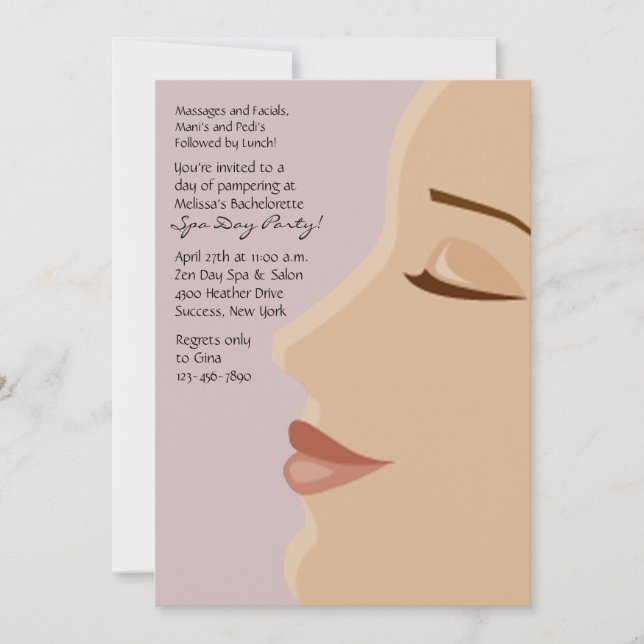 Spa Pleasure Bachelorette Party Invitation (Front)