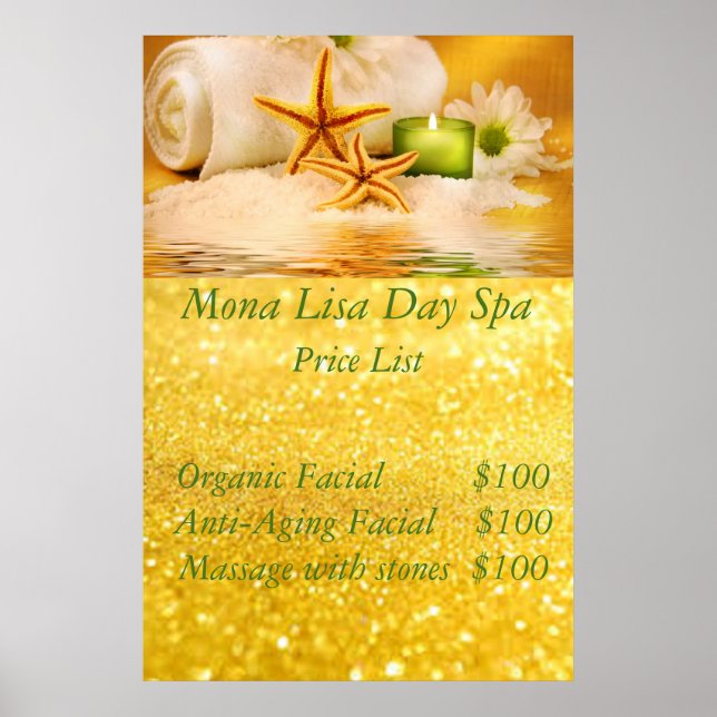 Spa price List Poster (Front)