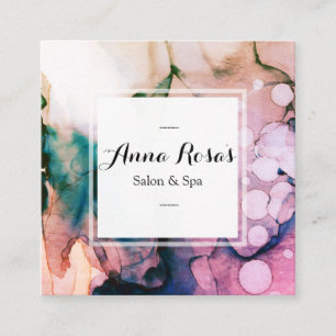 *~* Spa & Salon Abstract Artistic Lavender Chic Square Business Card