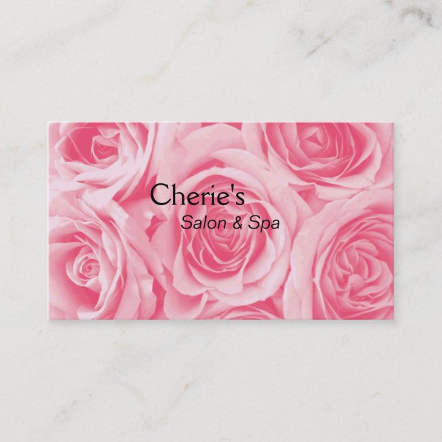 Spa - Salon Blushing Pink Roses Business Card (Front)