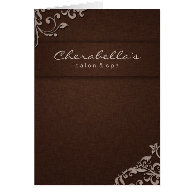 Spa Salon Brochure Beige Brown Linen Floral (Front)