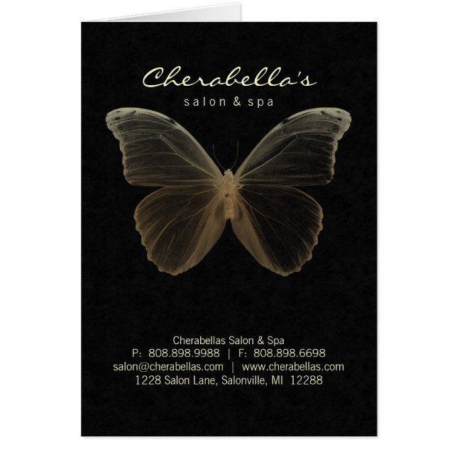 Spa Salon Brochure Greeting Card Beige Butterfly (Front)