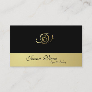 Spa & Salon Business Card Monogram Black & Gold