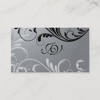 Spa & Salon Business Card Monogram Black & Silver