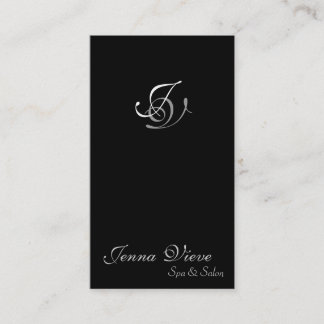 Spa & Salon Business Card Monogram Black & Silver