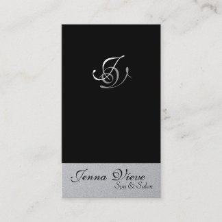 Spa & Salon Business Card Monogram Black & Silver