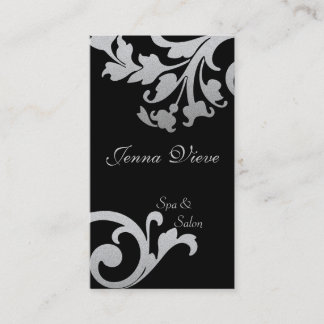 Spa & Salon Business Card Monogram Black & Silver