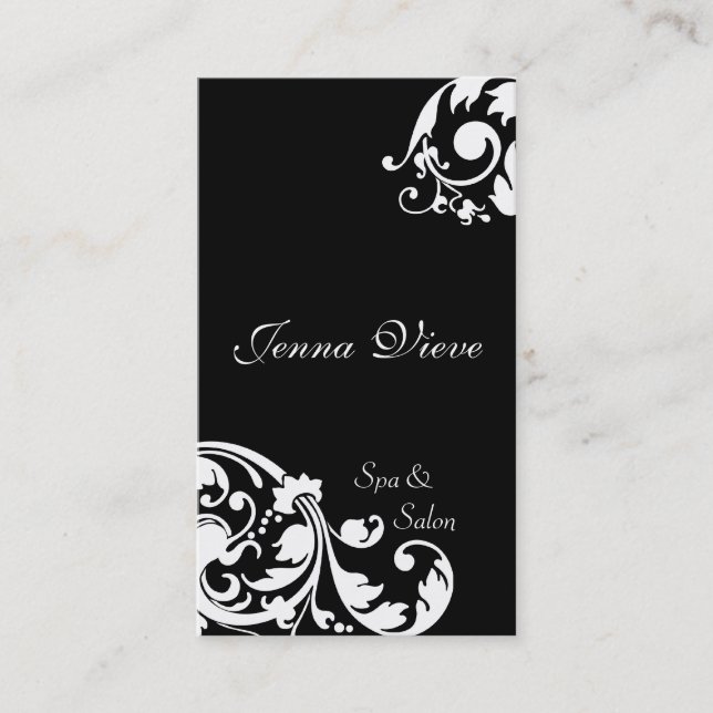 Spa & Salon Business Card Monogram Black & White (Front)