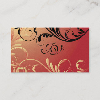 Spa & Salon Business Card Monogram Yellow and Red