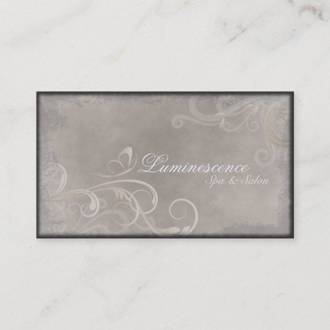 Spa Salon Business Card Vintage Swirls Butterfly (Front)