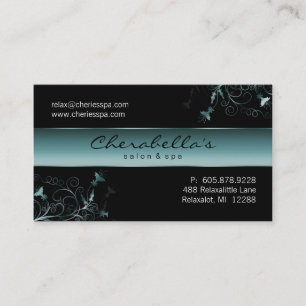 Spa - Salon Flower Elegant Teal Business Card