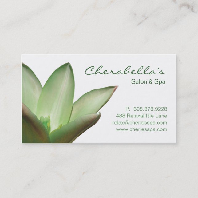 Spa - Salon Massage Therapy Business Card Green (Front)