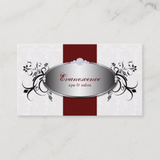 Spa Salon Red Swirls Floral Elegant Business Card