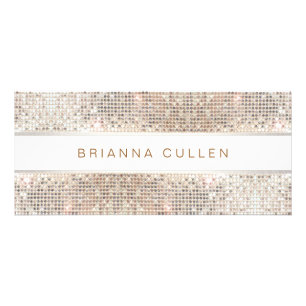 Spa Salon Striped FAUX Silver Sequin Rack Card