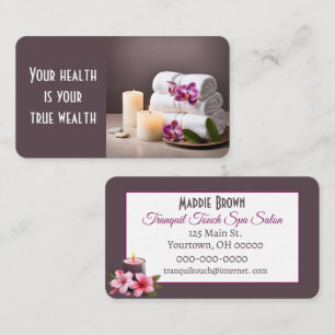 Spa Salon with Towels and Orchids  Business Card