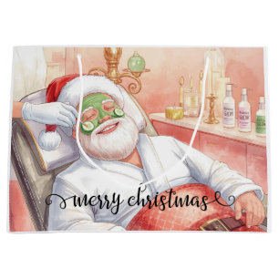 Spa Santa Claus Merry Christmas Large Gift Bag