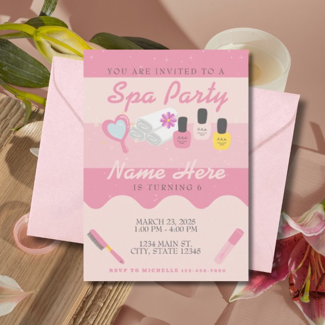 Spa Self Care Pink Birthday Party Invitation (Creator Uploaded)