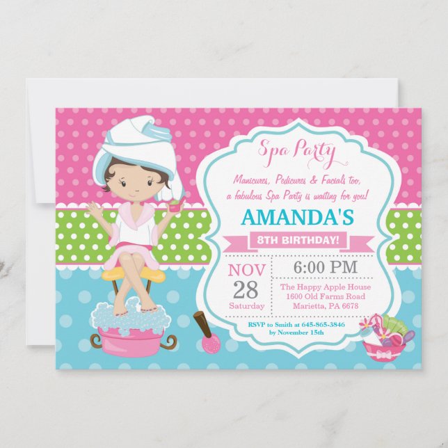 Spa Sleepover Birthday Party Invitation (Front)