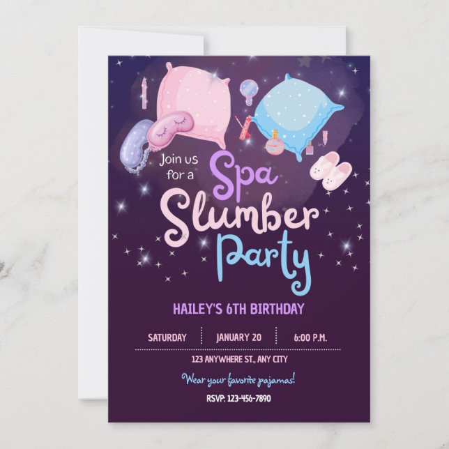 Spa Slumber Party Birthday Party Invitation (Front)