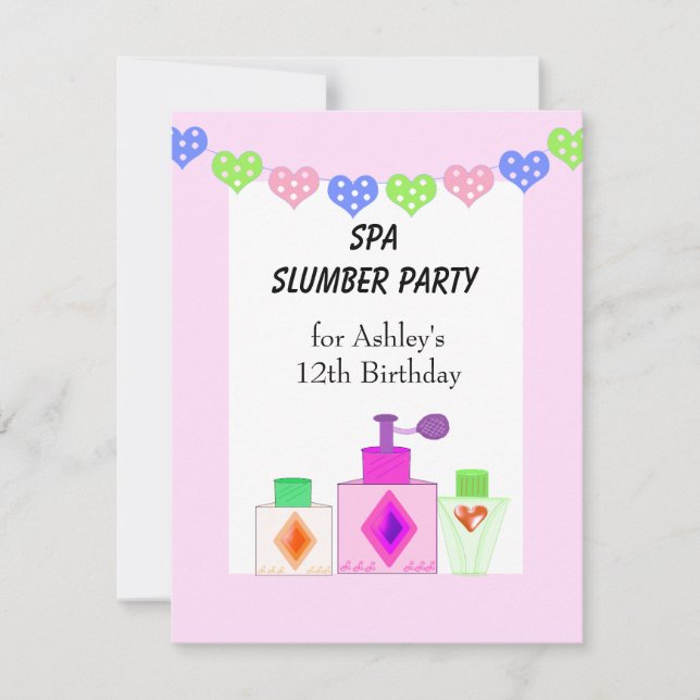 Spa Slumber Party for Girls Invitation (Front)
