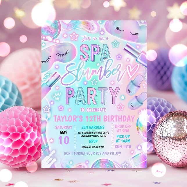 Spa Slumber Party Pastel Spa & Sleepover Birthday Invitation (Creator Uploaded)