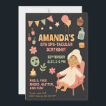 Spa-Tacular Kids Birthday Party Invitation<br><div class="desc">Indulge in a pampering celebration with this Spa-Tacular Kids Birthday Party invitation! Adorned with colourful balloons, cupcakes, nail polish, face masks, and a girl relaxing in a robe with cucumber eyes, this design brings a fun spa vibe to any child’s special day. Perfect for a girls’ party filled with glitter,...</div>