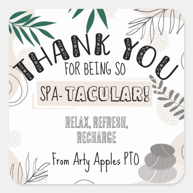 Spa Thank you Square Sticker (Front)