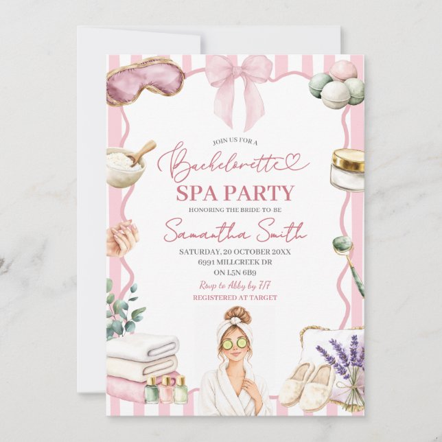 Spa Theme Bachelorette Spa Party Invitation  (Front)