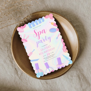 Spa theme girl birthday invitation