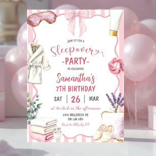 Spa Theme Sleepover Party Birthday Invitation