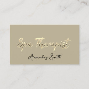 SPA Therapist Script Gold QR Code Logo Mint Green Business Card