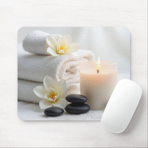 Spa Towels and Magnolia Blossoms Mouse Pad