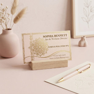 Spa Wellness Director Faux Gold Luxury Pale Pink Business Card