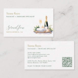 Spa Wellness Salon Yoga Massage Elegant Green Gold Business Card