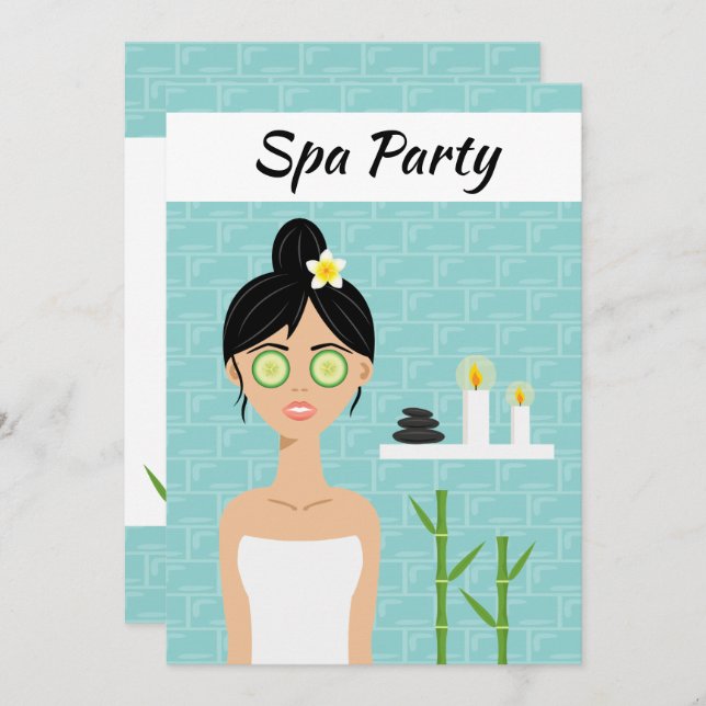 Spa Woman Illustration Spa Day Bridal Shower Invitation (Front/Back)