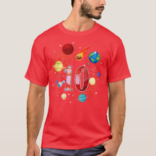 Space 10 Years Old 10th Birthday Boys Planets Astr T-Shirt
