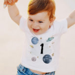 Space 1st Birthday Planets Galaxy One Shirt Boy<br><div class="desc">A wonderful addition to your party! Space Planets Theme.</div>