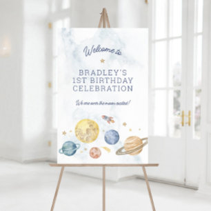 Space 1st Birthday Poster Welcome Sign
