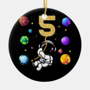 Space 5 Years Old 5th Birthday Planets Astronaut Ceramic Tree Decoration