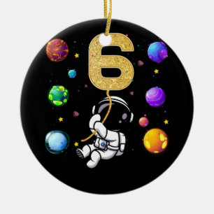 Space 6 Years Old 6th Birthday Planets Astronaut Ceramic Tree Decoration