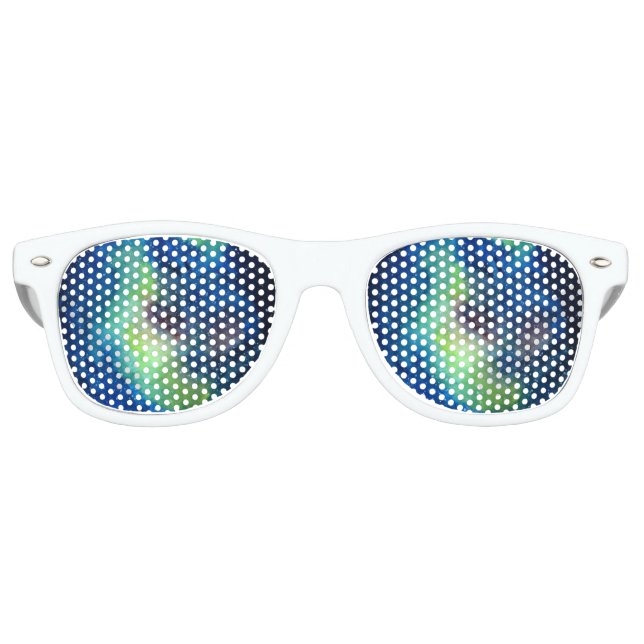 Space Adult Retro Party Shades, White Retro Sunglasses (Front)